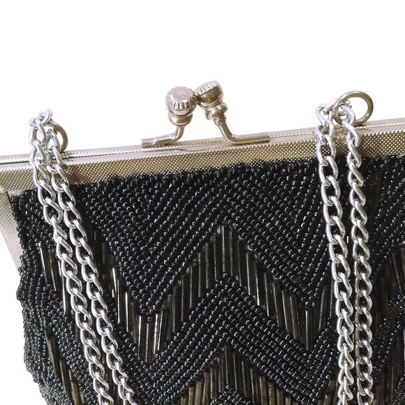 Vintage 50s-60s Walborg Hong Kong Beaded Evening Shoulderbag 5x6 Hinged KissLock - Picture 6 of 11
